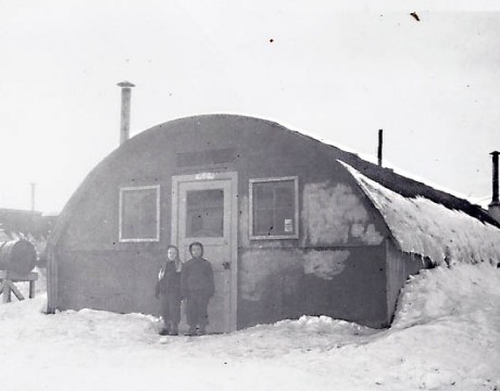 Anchorage Quonset Hut school, 1948. This building was the overflow classroom for Chugach Elementary, the only elementary school at the time.